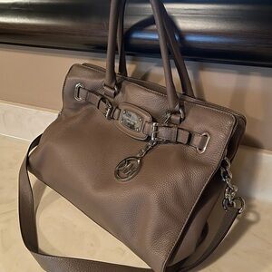 Michael Kors Hamilton Large Satchel Handbag, Tan Color